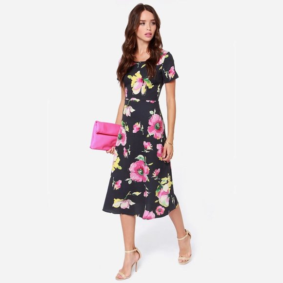 Lulu's | Floral Print Midi Dress | XS - Picture 1 of 8